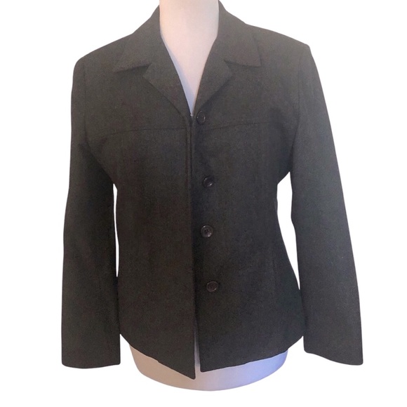 SANDRO wool jacket blazer pockets SZ 12 luxury designer VTG charcoal grey - Picture 6 of 10